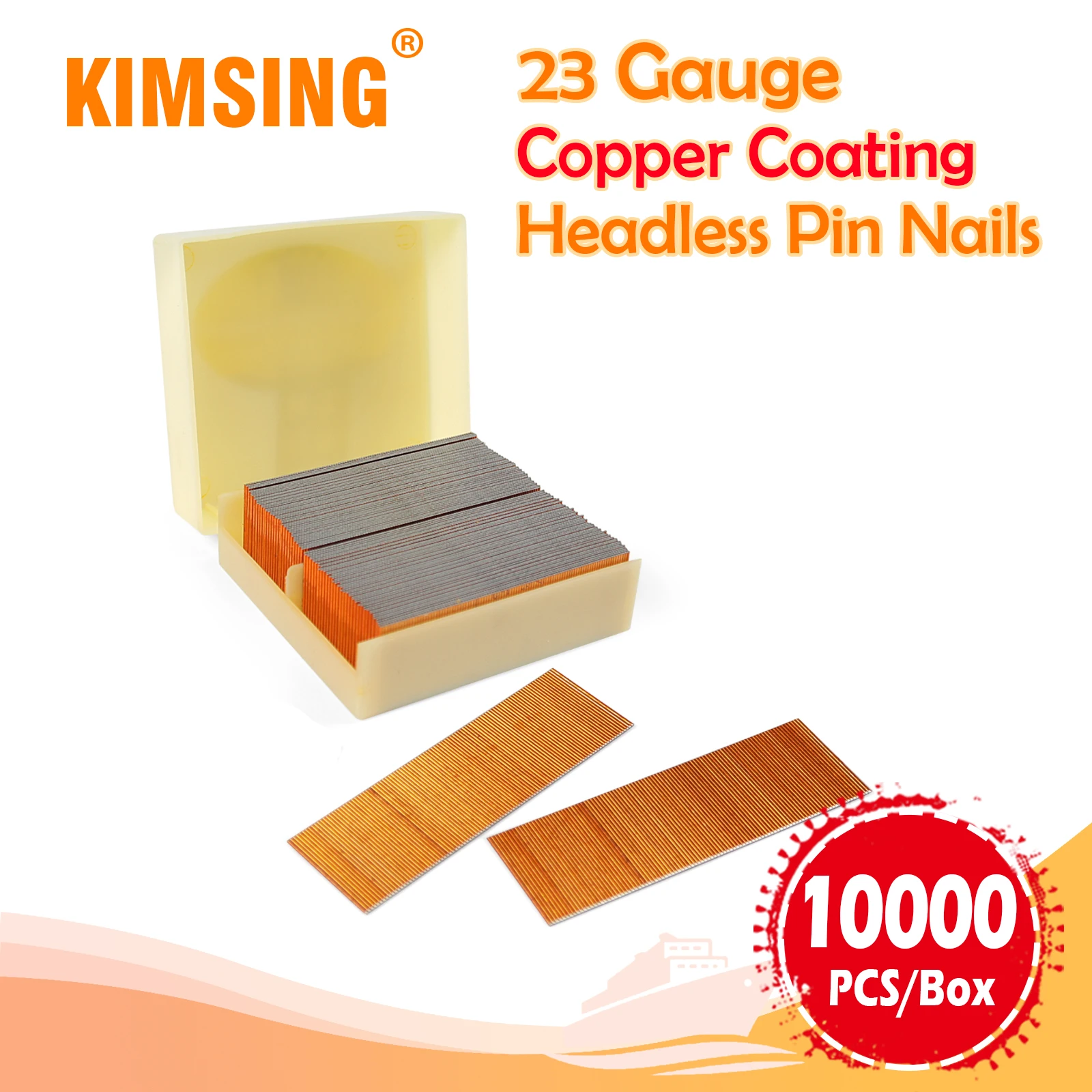 KIMSING P620 P620SS 23 Gauge Copper Coating or Stainless Steel Material Headless Pin Nail for Woodworking Cabinets Doors