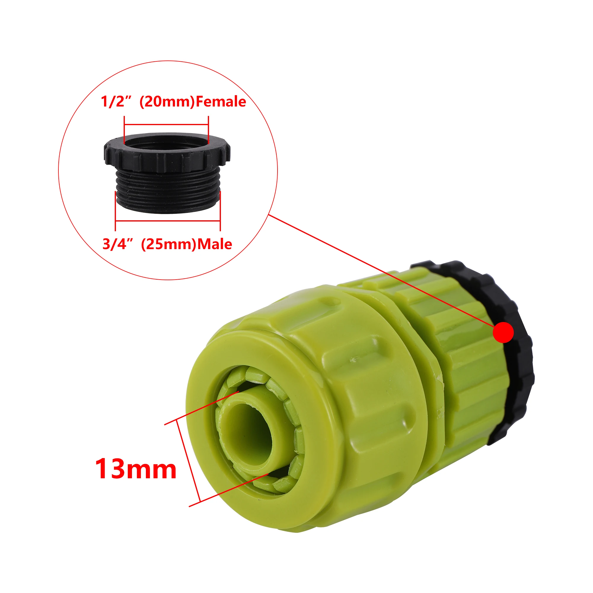 

Пластиковый соединитель для шланга 1/2"-3/4"