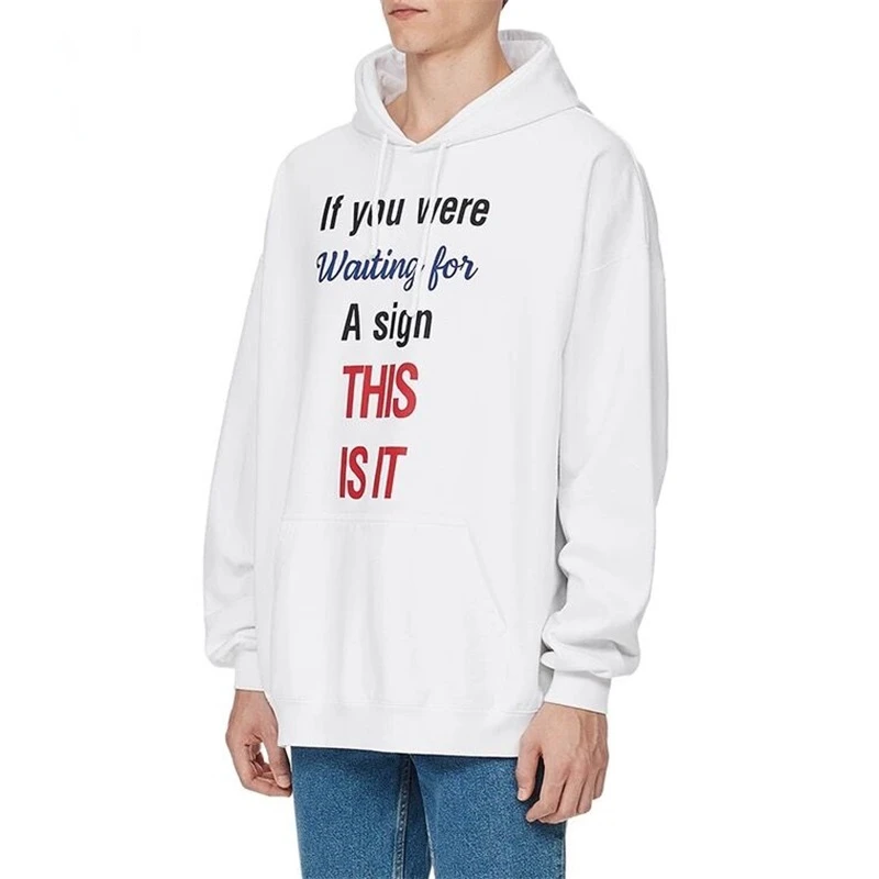 

High Quality Street Trend Vetements Sweatshirt Letter Print Men Women Hip Hop Pullover Hoodie