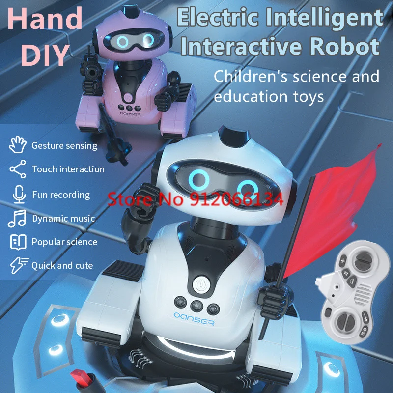 

Электрический Интеллектуальный интерактивный робот с дистанционным управлением, с датчиком жестов, динамическая музыка, ручка «сделай сам», вращающаяся голова, детская игрушка с дистанционным управлением, подарки