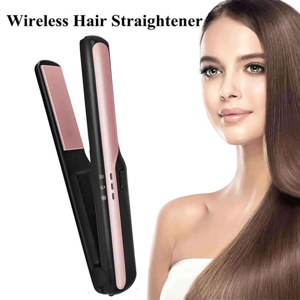 

Mini Hair Straightener Portable Wireless Hair Straightening Curling Iron USB Rechargeable Flat Iron Cordless Hair Curler Styler
