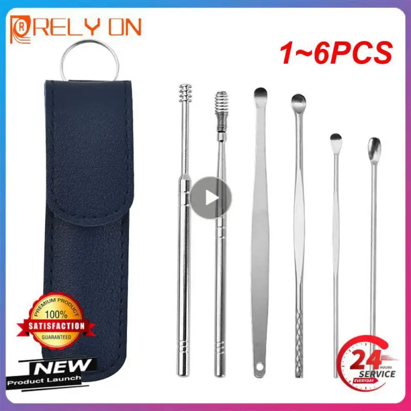

1~6PCS Ear Cleaner Waxset Ear Pick Cleaning Ear Clean Tool Ear Wax Picker Cleaner Spoon Spring Spiral Stainless Steel Ear Wax