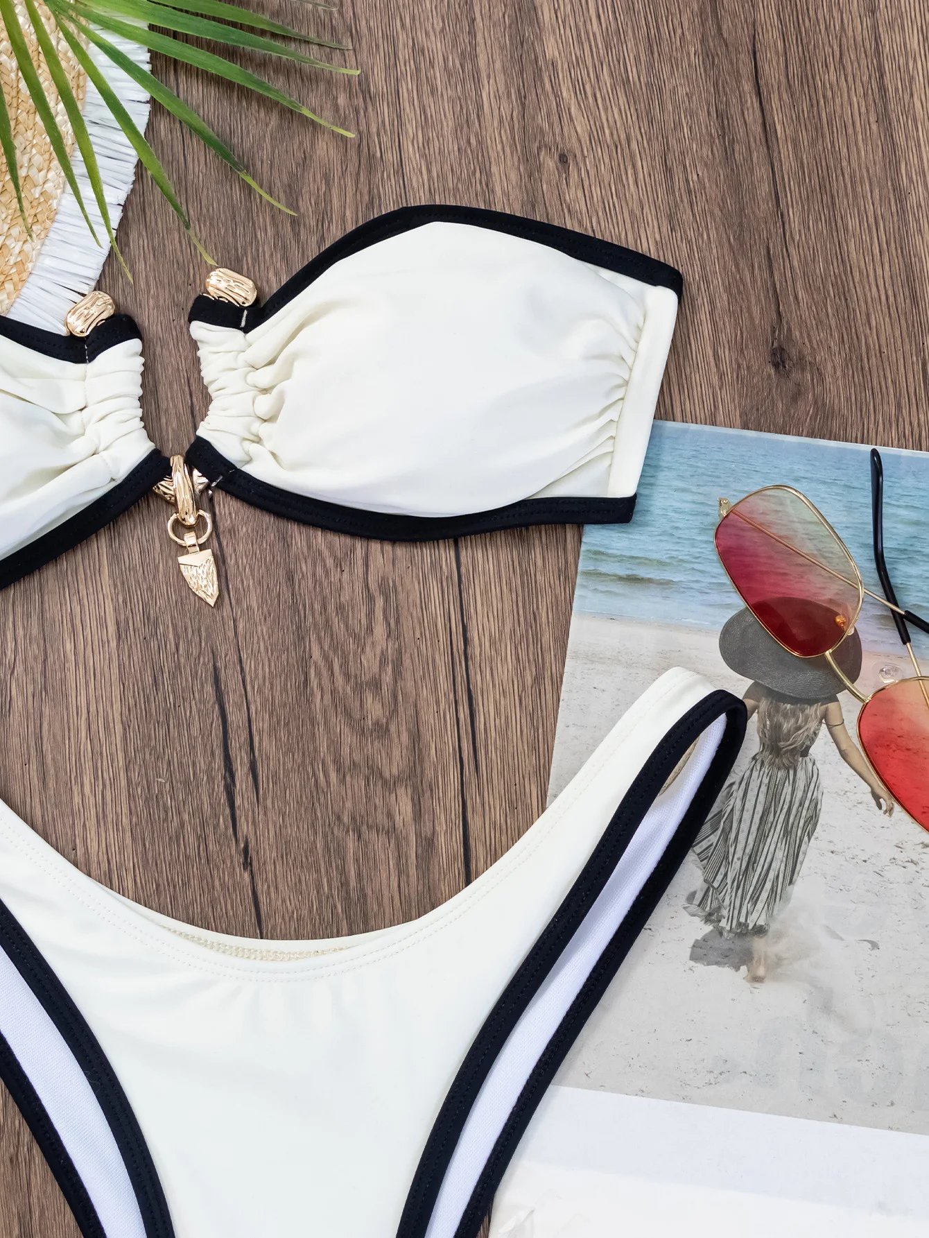 Сексуальные лоскутные комплекты бикини-бандо из двух предметов с мягкой