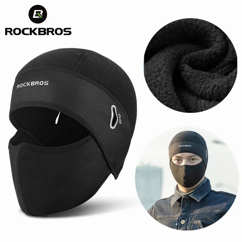 

ROCKBROS Winter Caps Bike Balaclava Bicycle Cap Glasses Hole Bandana Sports Running Headband Windproof Riding Keep warm Mask