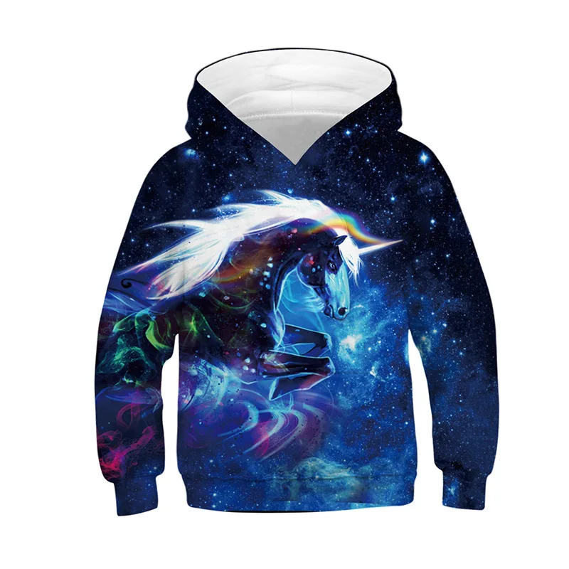 

Fashion 3D Unicorn Hoodies Sweatshirt Girls Boys Rainbow Horse Animal Printed Thin Long Sleeve Kids Hoodie Toddler Hoody Coat