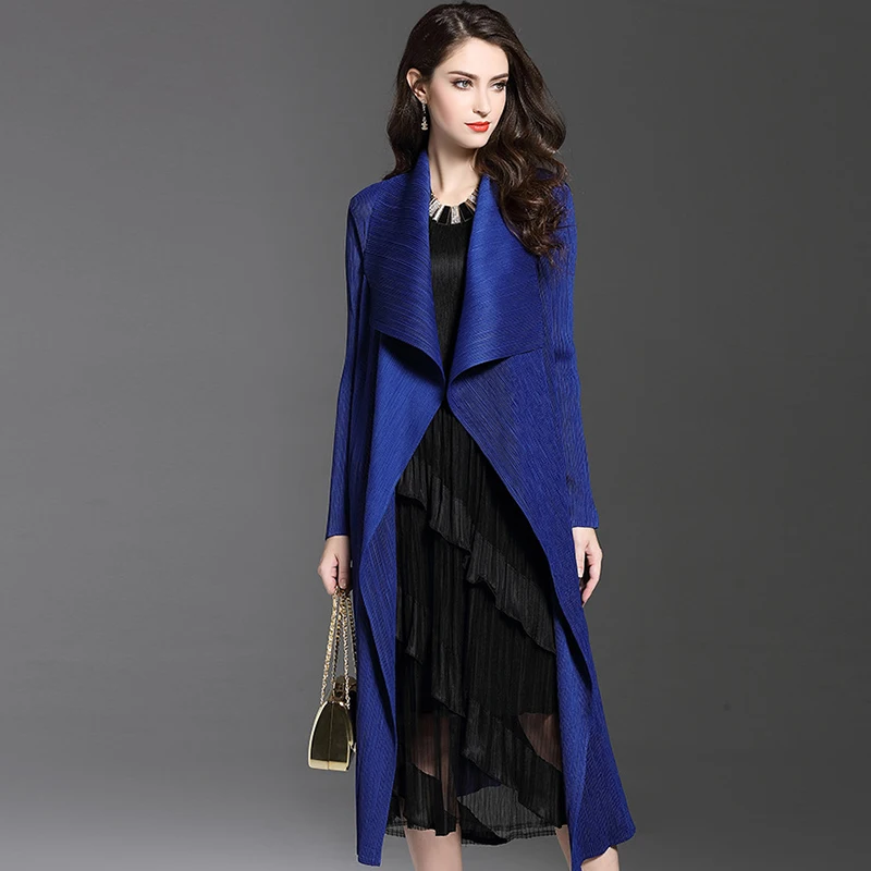 

Женский плиссированный кардиган, тренчкот, стильная Длинная накидка, ветровка, верхняя одежда, AC693, весна-лето 2023