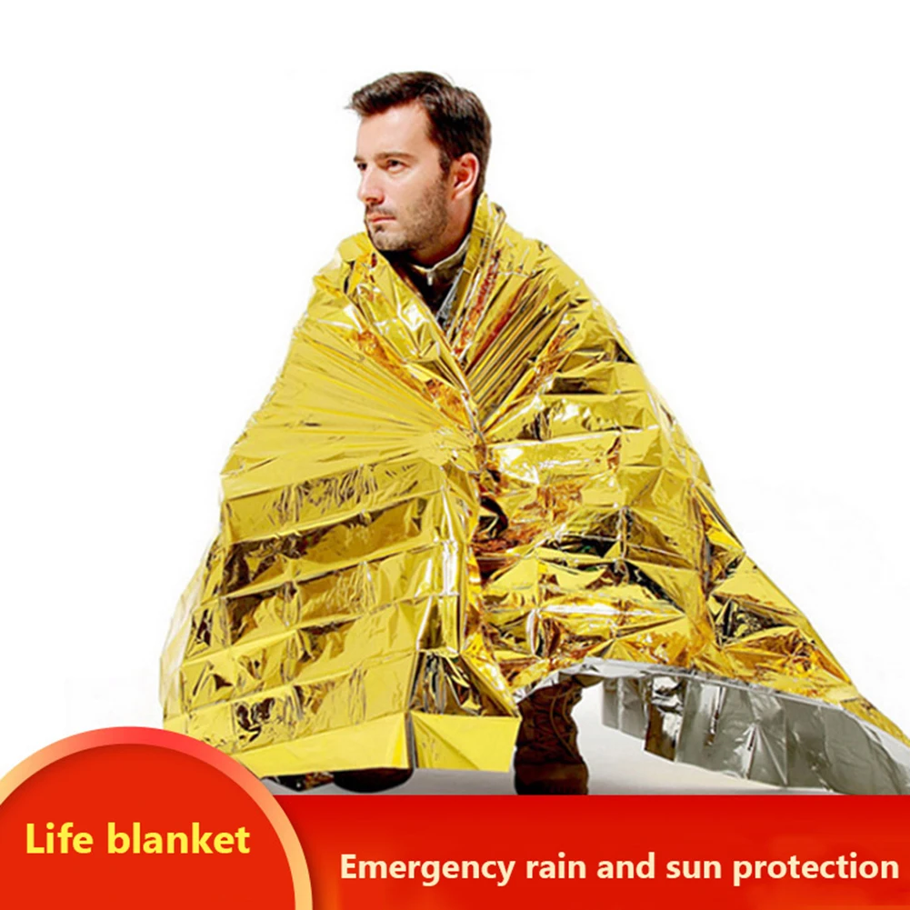 

Для спасения при аварийной ситуации одеяло Водонепроницаемая фольга тепловое пространство Первая помощь Серебряный наружный спасательны...
