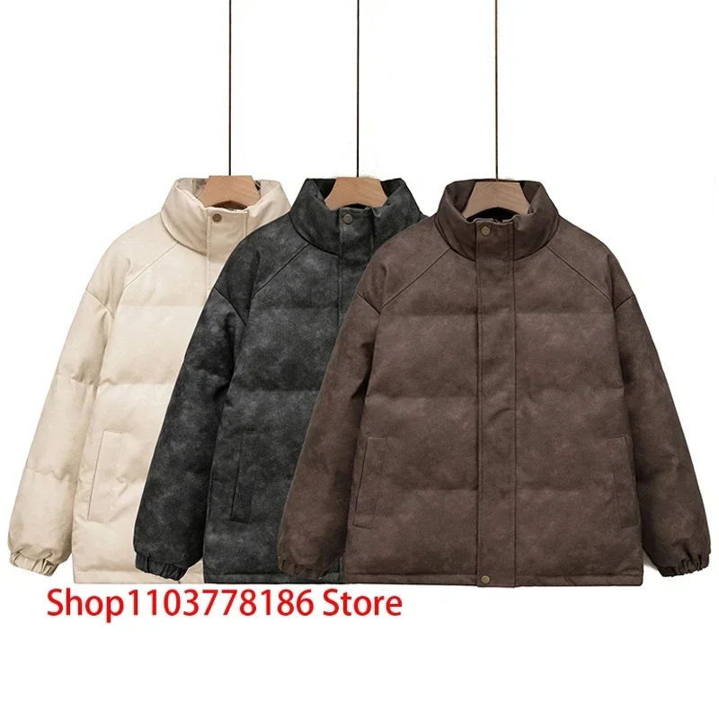 Американские куртки с воротником-стойкой скраб из искусственной кожи