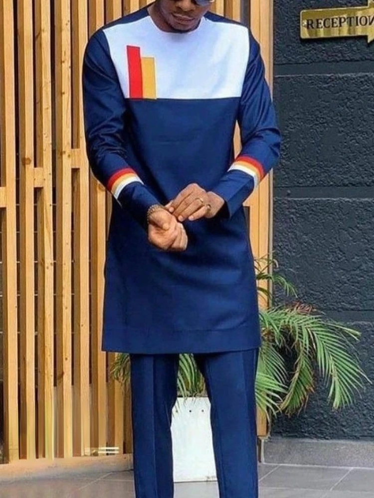 Ramadan Eid Muslim Fashion Men Suit Kaftan Middle East Arabia Dubai Abaya Islamic Clothing Two Piece Sets De Moda Musulmana 2022