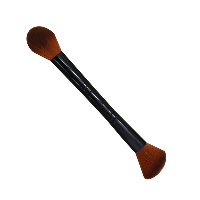 

1Pc Persian Fiber Wool Makeup Brush Black Handle Highlight Blush Blending Foundation Brush Double Head Brush Beauty Make Up Tool