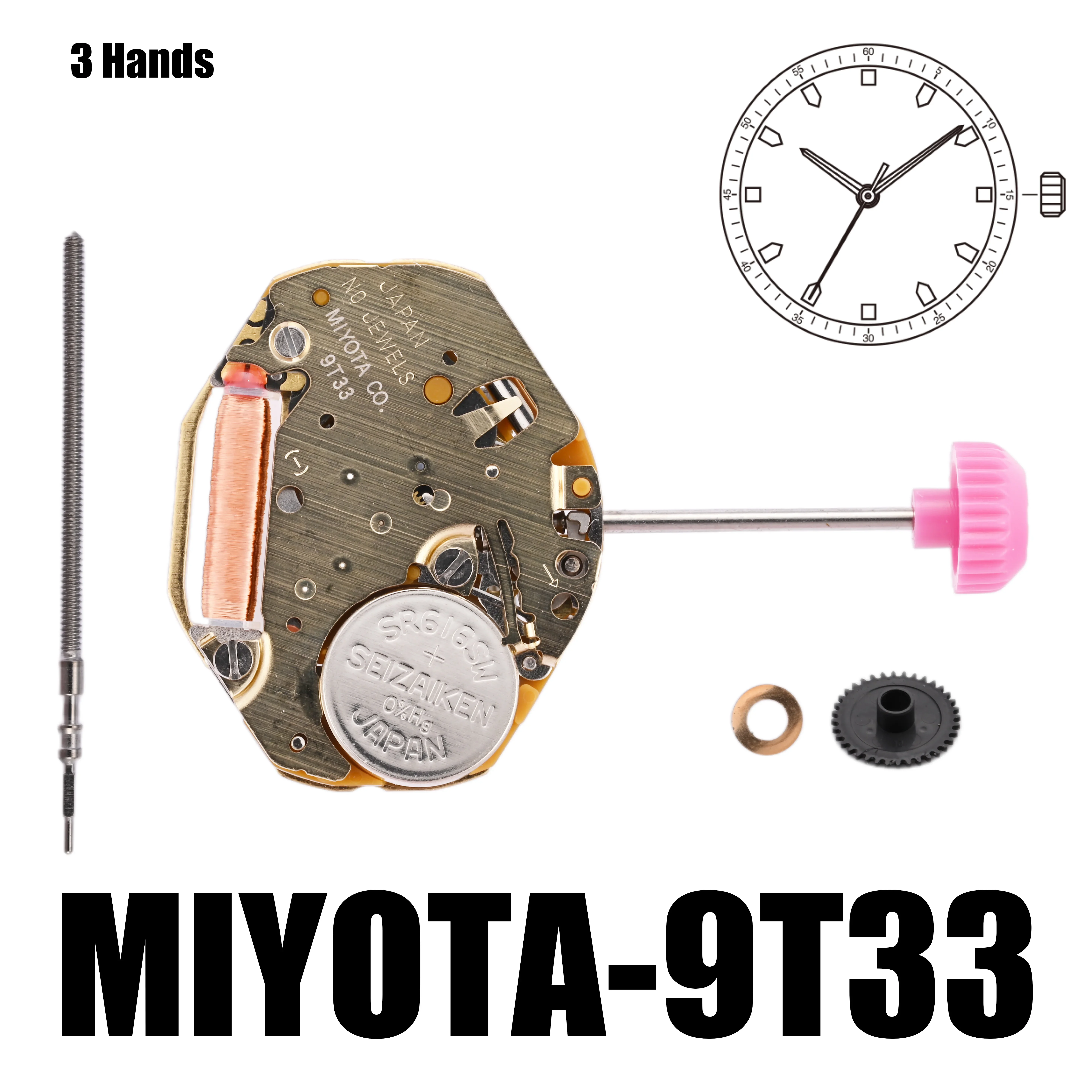 Движение 9T33 Miyota движение с 3 стрелками сверхтонкое движение. Идеально подходит