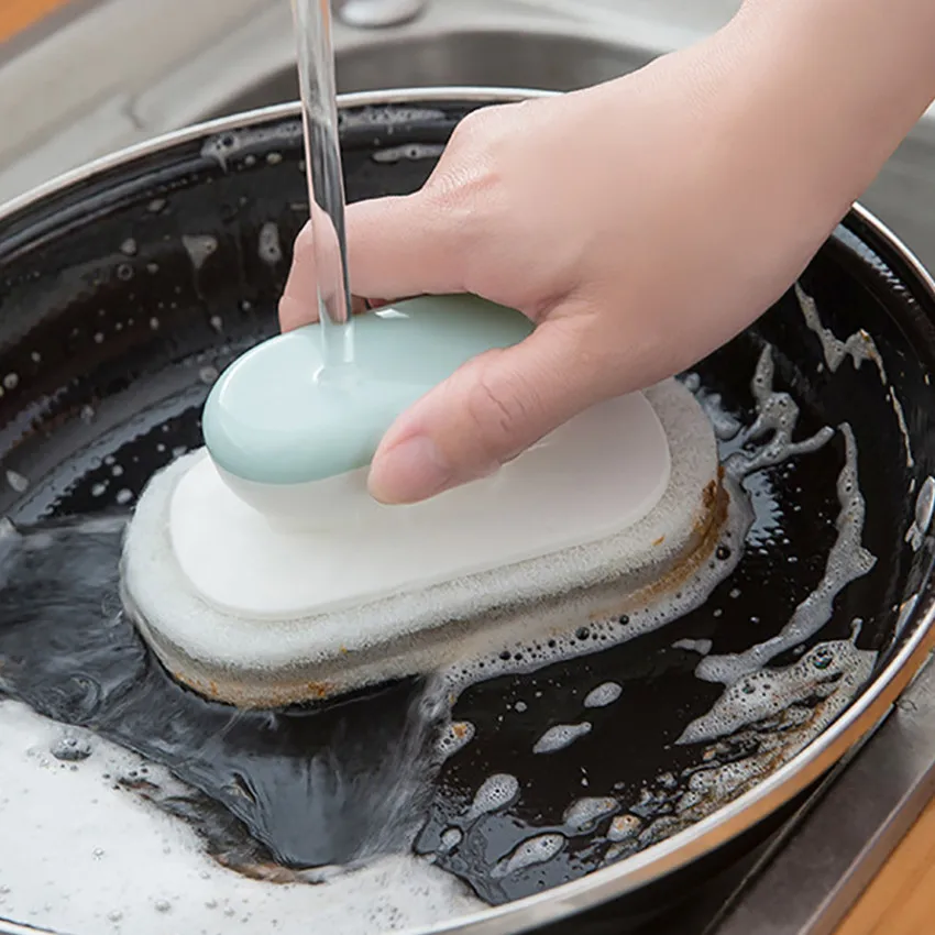 

Kitchen Bathroom Toilet Cleaning magic sponge Glass Wall Cleaning Bath Brush Handle Sponge Ceramic Window Slot Clean Brush