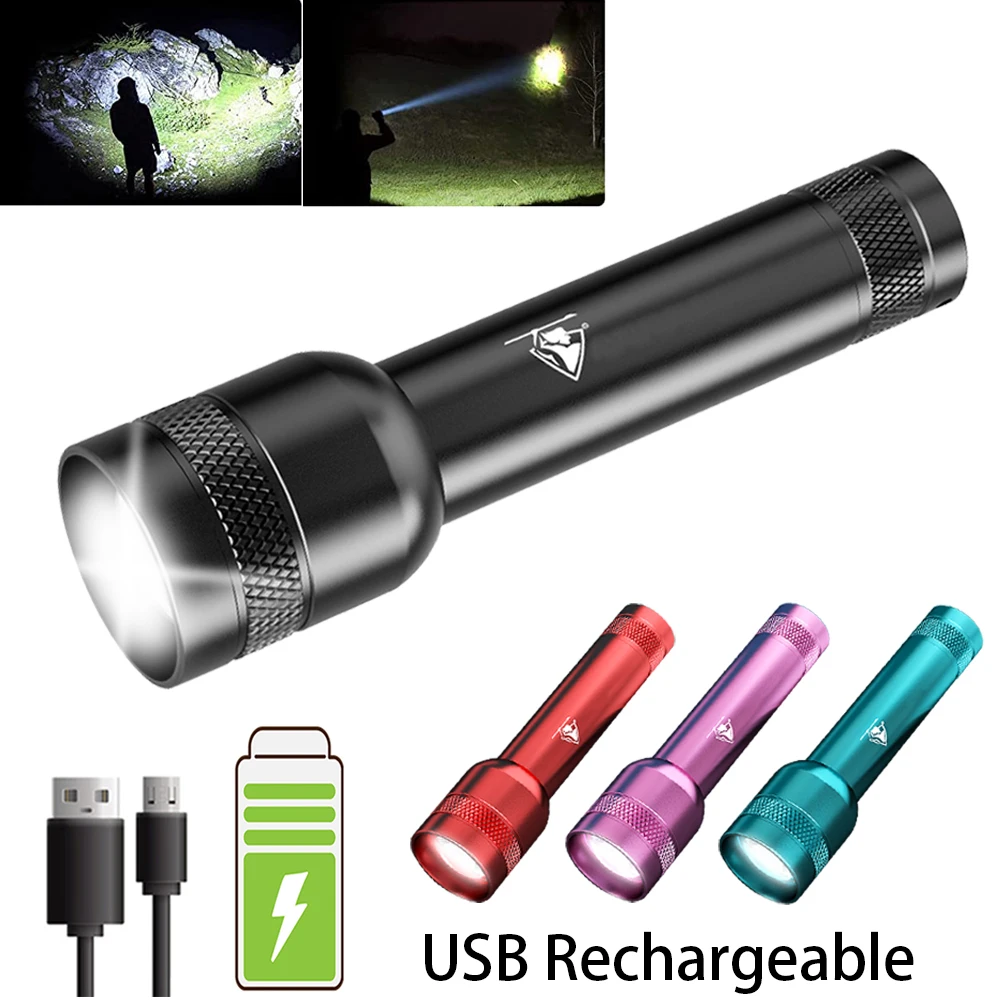 

Перезаряжаемый светодиодный фонарик со встроенным аккумулятором, миниатюрный зуммируемый USB фонарь для кемпинга, походного фонаря