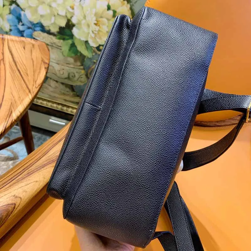 Fashion Backpack Black Genuine Leather Luxury Brand Classic Design Travel Bags Large Capacity Multifunction TB Female Bags