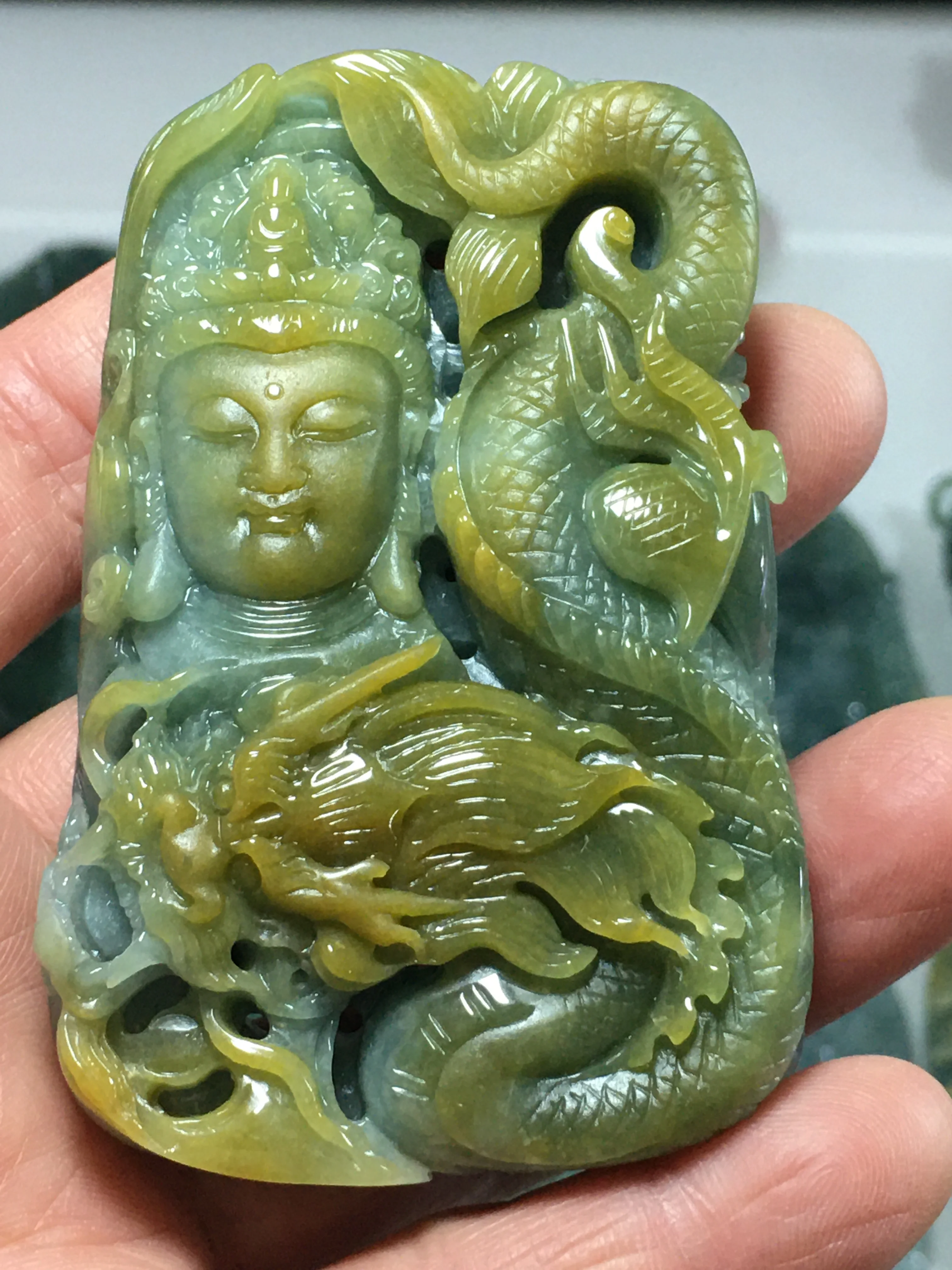 

Natural Myanmar jade dragon Buddha green jade pendant jade necklace pendants jewelry jade necklaces for men high quality