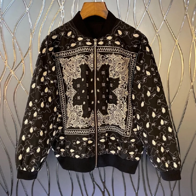 

Женская куртка-бомбер с длинным рукавом, осенняя Повседневная Свободная куртка-бомбер с изысканной вышивкой, 2022