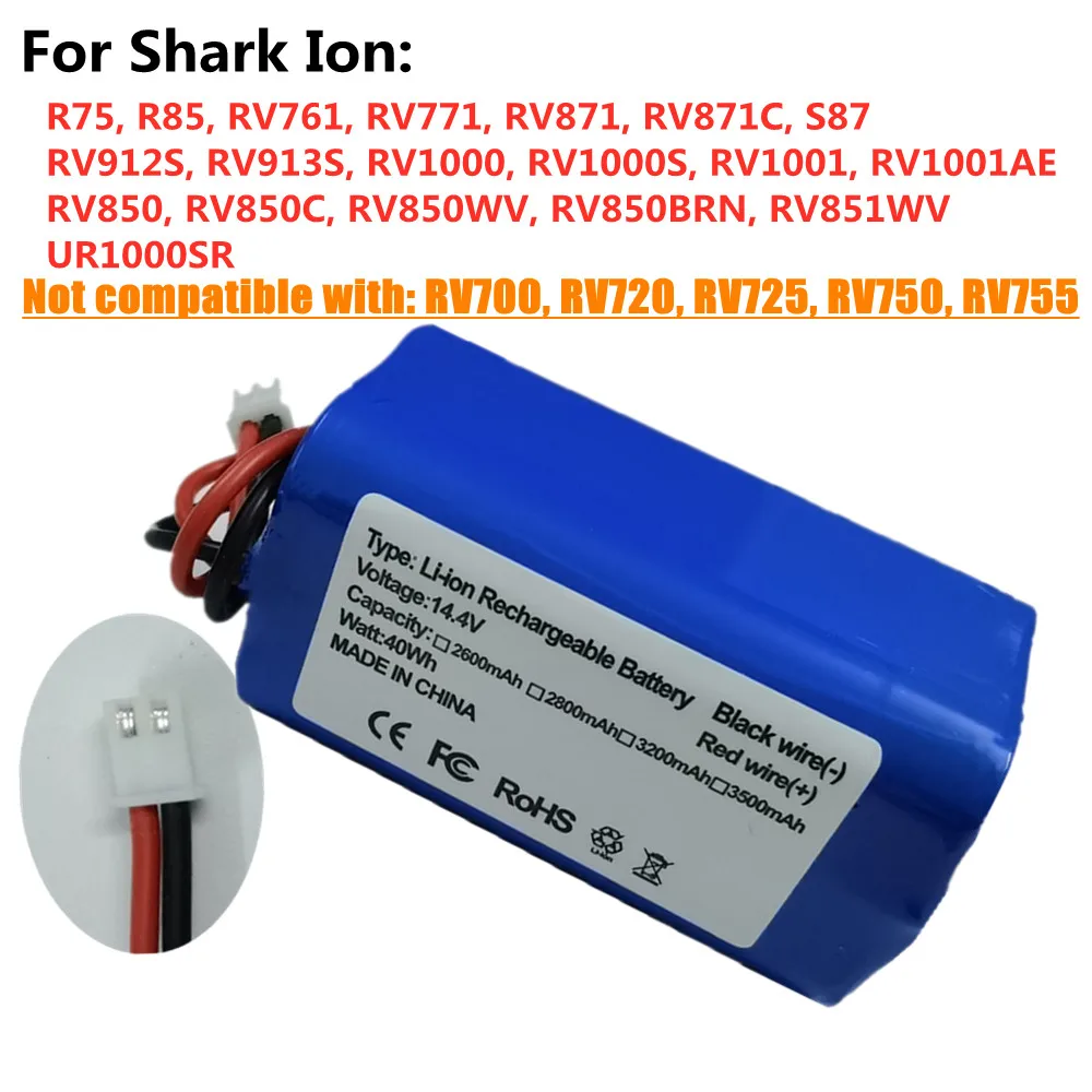 Высокое качество RVBAT850 робот-пылесос аккумулятор для Shark ION R75 R85 RV761 RV771 RV871C S87 RV912S