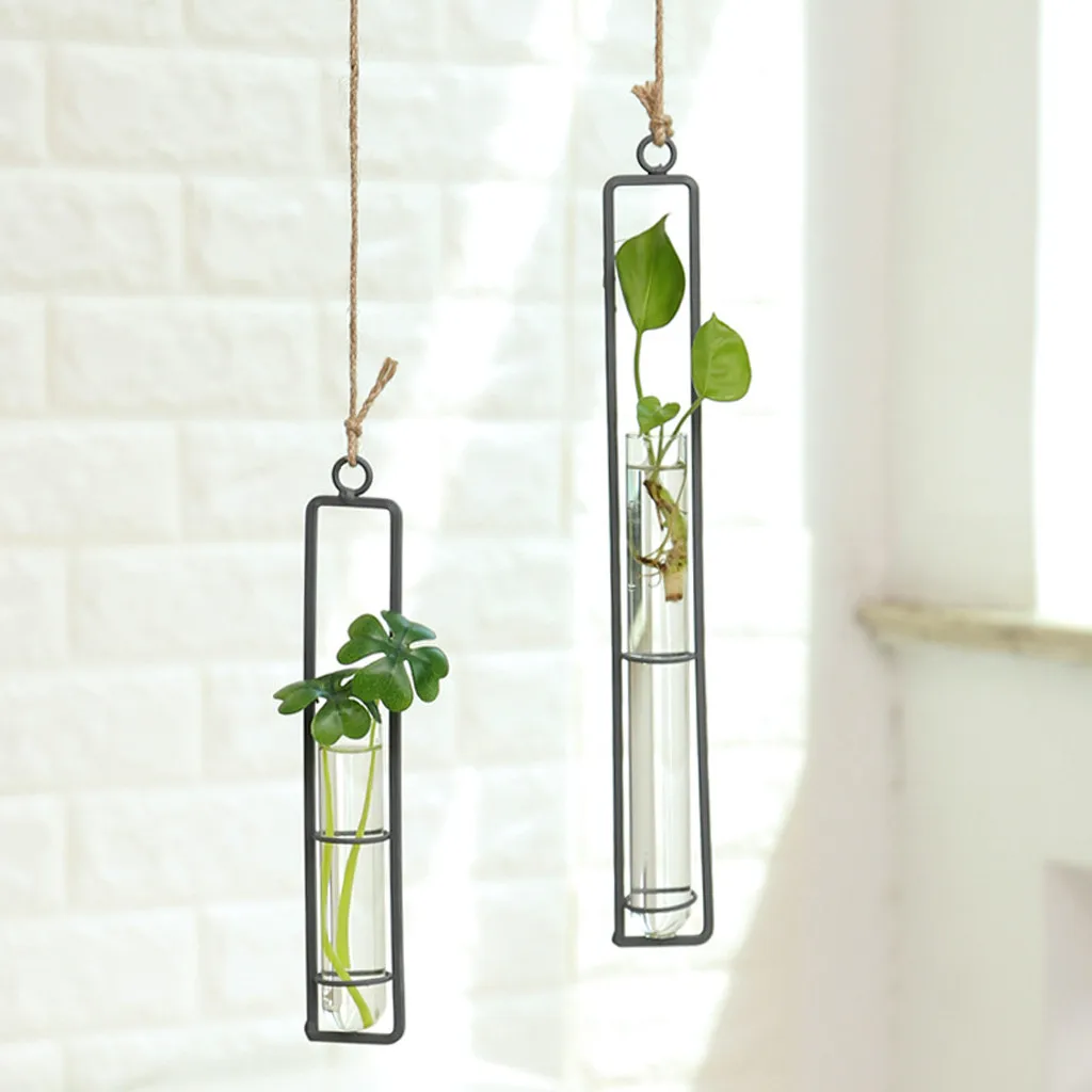 Nordic Home Decoration Flower Wall Vase Flower Test Tube Vases Clear Glass Container Wall Hanging Air Plant Flower Bottle Vase