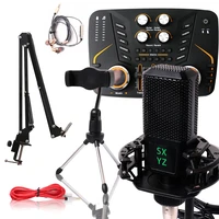 best phone live broadcast mixer external creative microphone and usb sound card v10 set