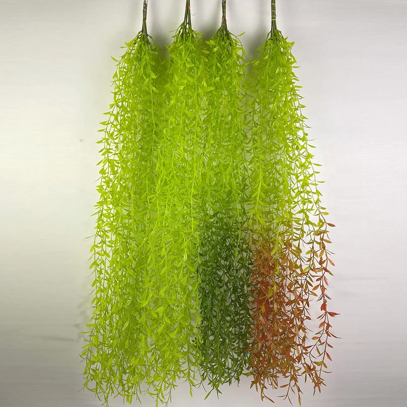

Simulation Plant Willow Leaf Rattan Wedding Ceiling Wall Hanging Vine Plastic Green Leaf Rattan Hanging Christmas Decoration