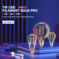 Smart LED Filament Bulb Zigbee Dimmable ST64/A60/G95 7W Pro Retro Filament LED Bulb Light E27 For Indoor Decorative Lighting