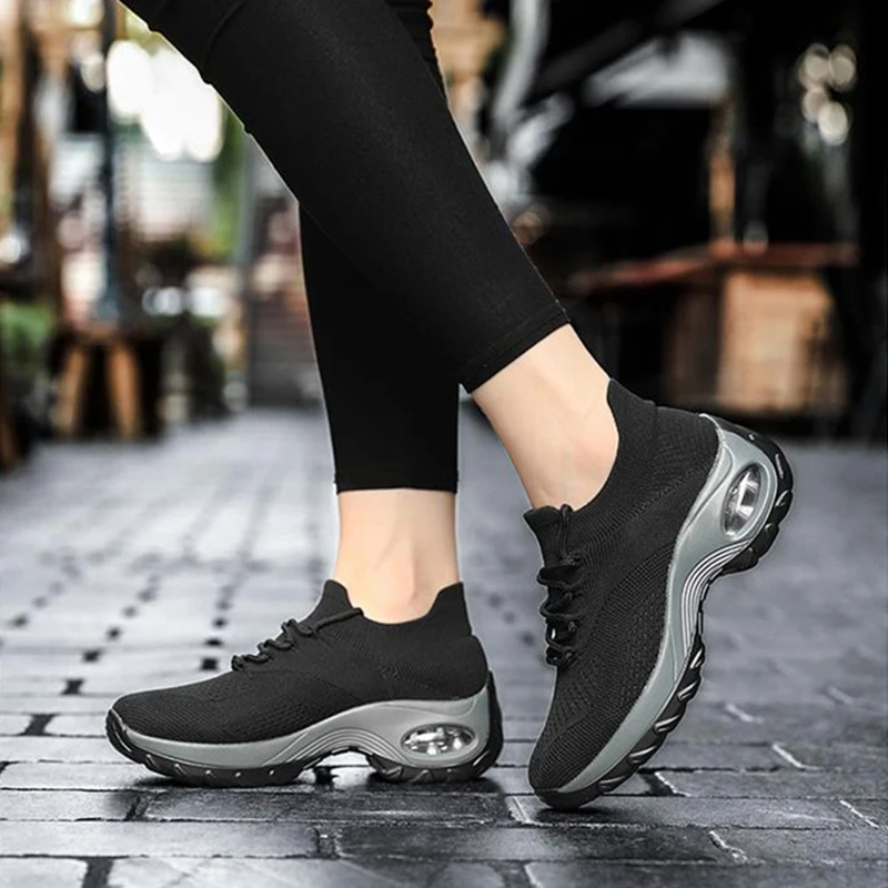 

Sneakers Women Fashion Lace Up Platform Sneakers Plus Size Platform Shoes Outdoor Solid Color Female Footwear Zapatos De Mujer