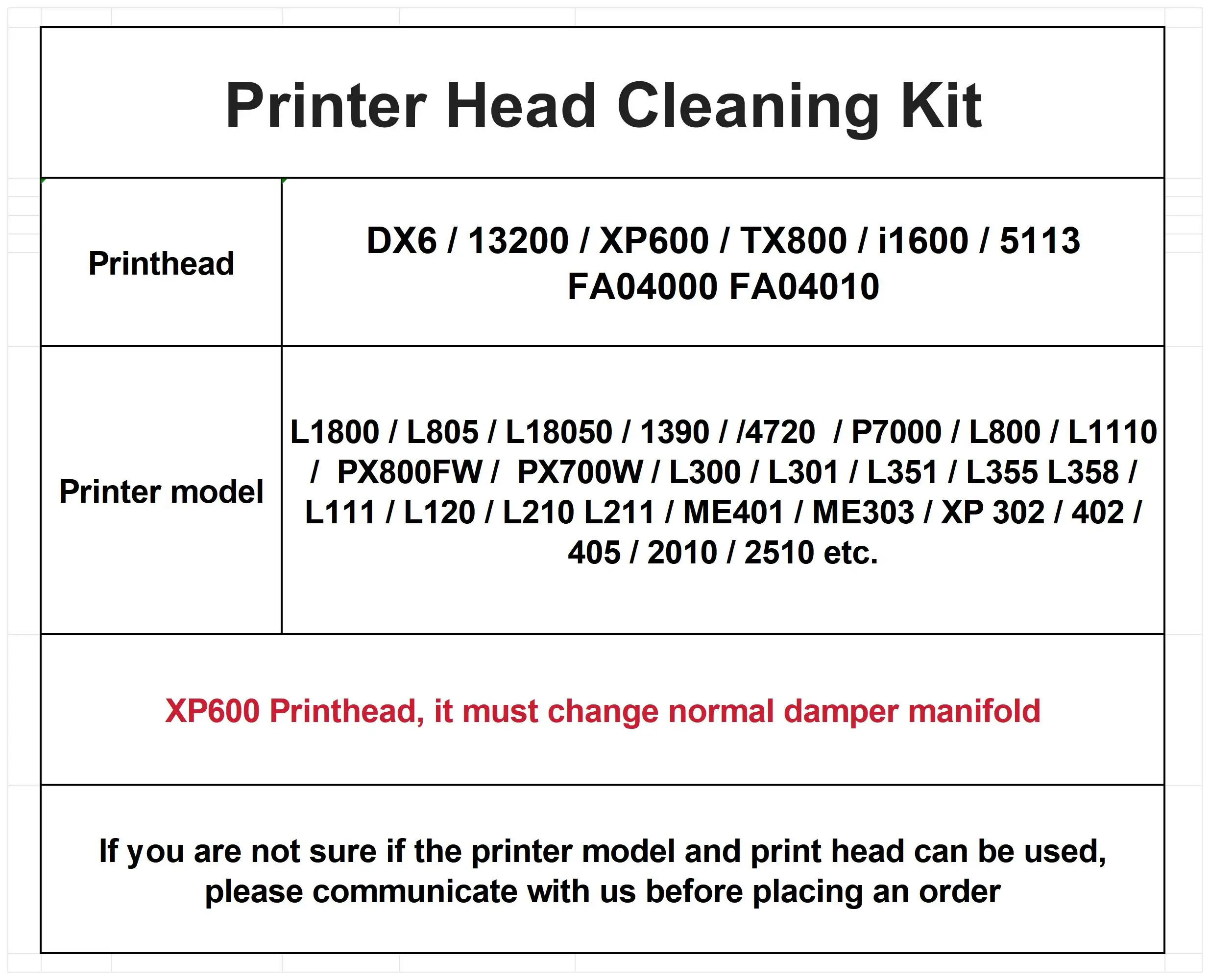 Комплект для чистки печатающей головки Epson L805 L1800 L800 L18050 L1110