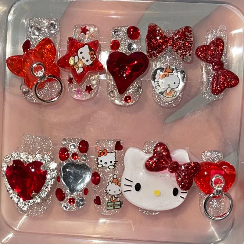 

Sanrios Kuromi HelloKittys Cinnamoroll My Melody Kirby Мультяшные ногти ручной работы аниме Kawaii одежда наклейки для ногтей для взрослых детей