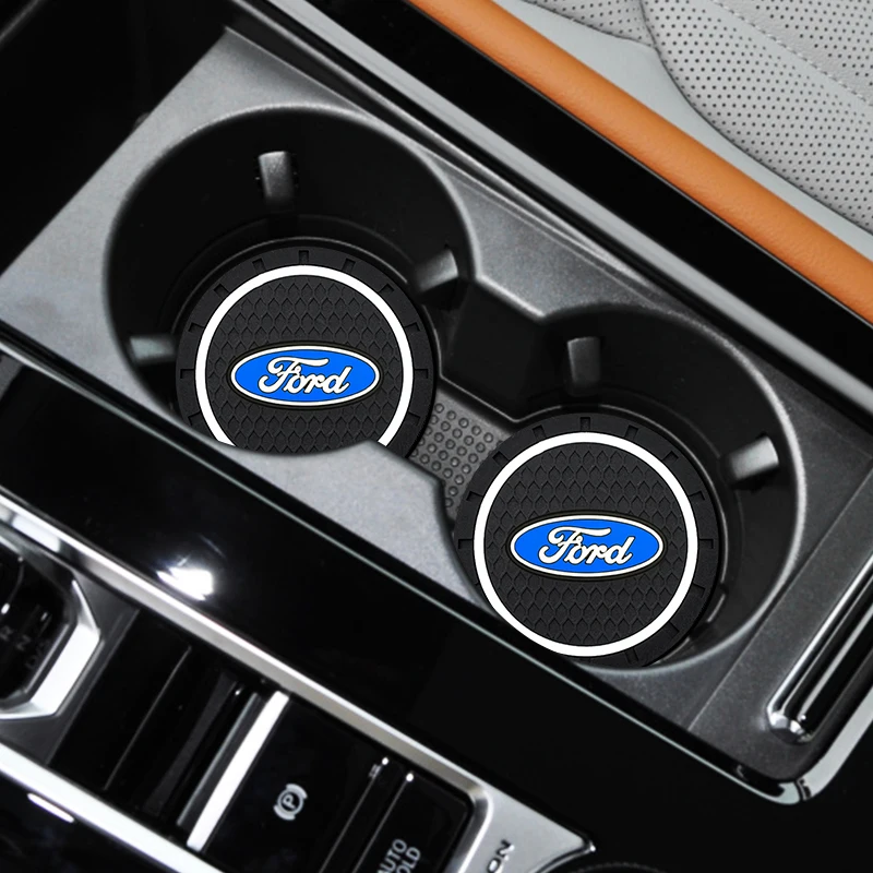 

Car Coaster Water Cup Holder Non-slip Mat Auto Logo Cup Pad Accessories For Ford Focus 2 3 4 MK2 MK3 MT Mondeo MK4 Max F150 MK7