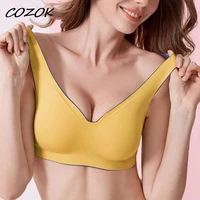 cozok thai latex underwear bras for women seamless plus size xxl push up bralette bra top bh comfort cooling gathers shock proof