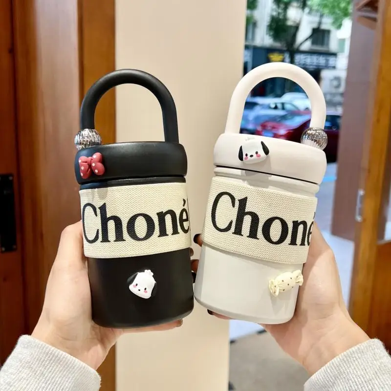 

Новинка 400 мл соломинки Sanrio Термокружка Kawaii Kuromi почтовые аксессуары Аниме портативная большая емкость анти-ожоги ручная чашка для воды подарок для девушки