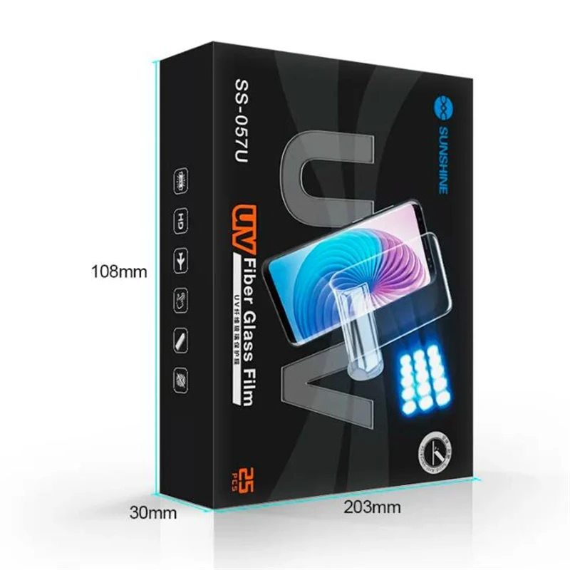 25 pcs Sunshine SS 057U UV Glass Film Explosion-proof Screen Protectors Front Hydrogel Film Cutting Machine SS-890C With UV Lamp