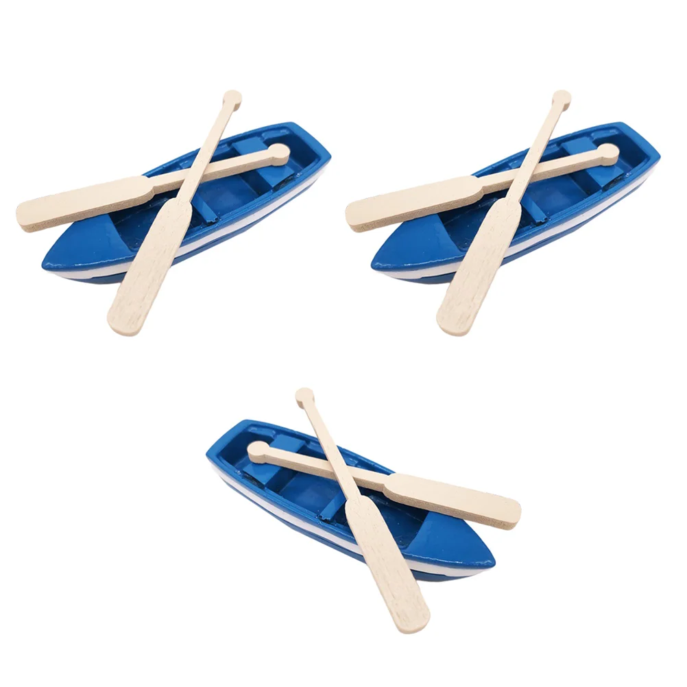 

3 Sets Mediterranean Style Boat with Paddles Decor Creative Rowboat Ornaments