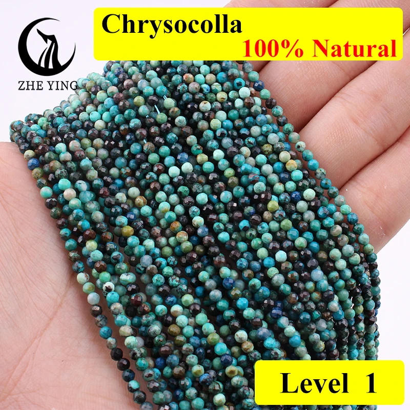 

Zhe Ying Faceted 2mm Chrysocolla Faceted Beads Tiny Loose Gemstone Beads for Jewelry Making Bracelet Necklace Diy