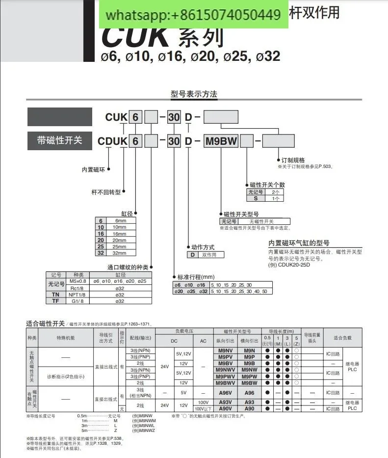 Цилиндр CUK/CDUK6/10/16-5 10 15 20 25 30 35 40 45 50 - 60D