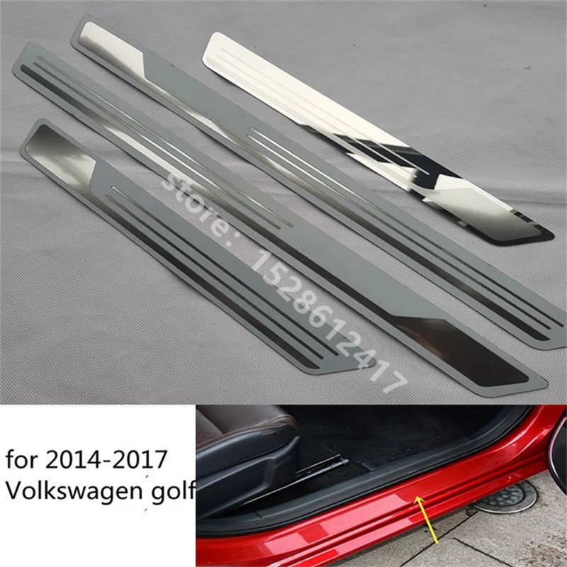 

Накладка на порог двери для Volkswagen Golf 7/6 MK7 MK6 2010-2018, наклейки на порог из нержавеющей стали, автомобильные аксессуары
