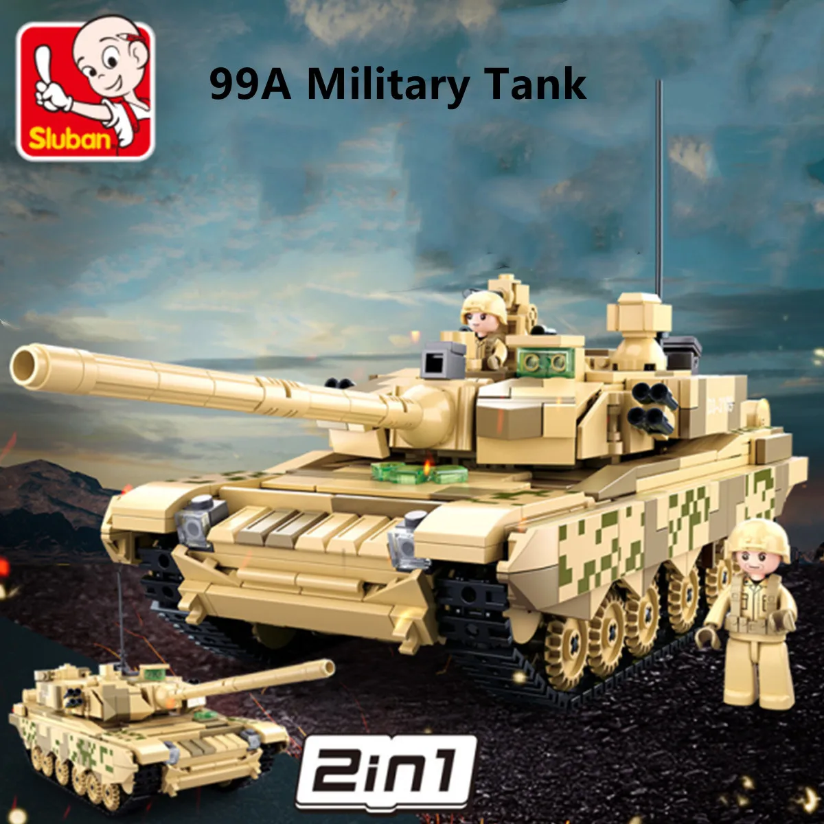 Sluban Building Block Toys Army 99A Main Battle Tank 893PCS Bricks B0790 Compatbile With Leading Brands Construction Kits