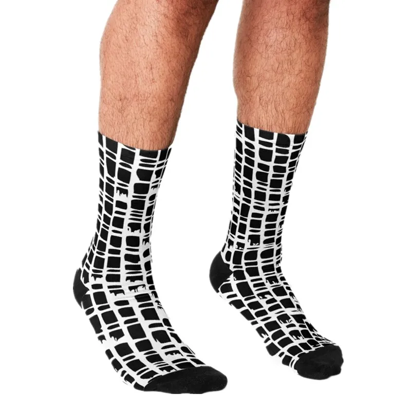 

Men's Funny socks Black and White Block Box Socks harajuku Men Happy hip hop Novelty cute boys Crew Casual Crazy Socks for men