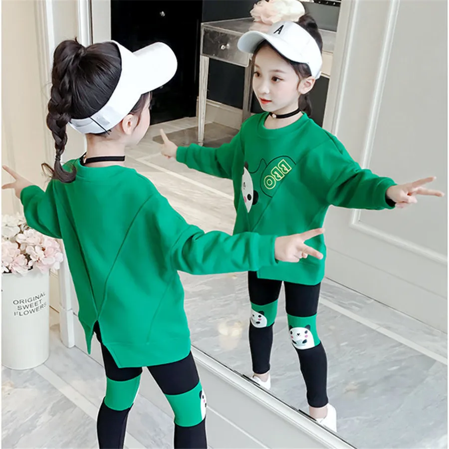 

Teenager Baby Kids Girl Clothes Hoodie Winter Autumn Loose Tracksuit T Shirts + Leggings Pants Hip Hop 4 5 6 7 8 9 10 11 12 Year