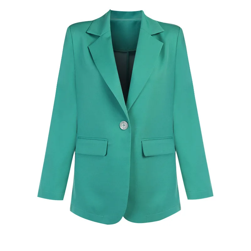 Autumn and Winter New Style Small Fragrance Temperament Commuter One Button Long-sleeved Suit Pure Color Casual Jacket Women's