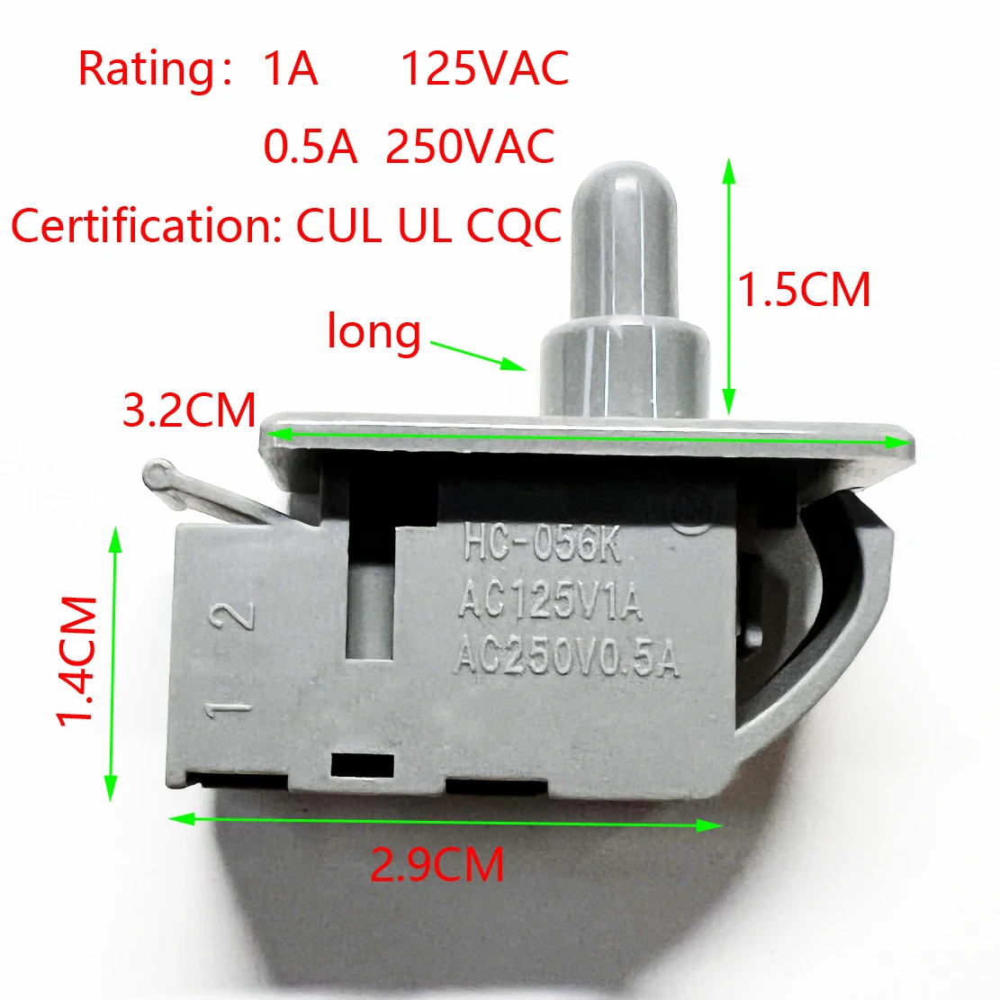 

1pcs refrigerator spare parts door light control normally closing push button switch HC-056K 125V 1A-250V 0.5A
