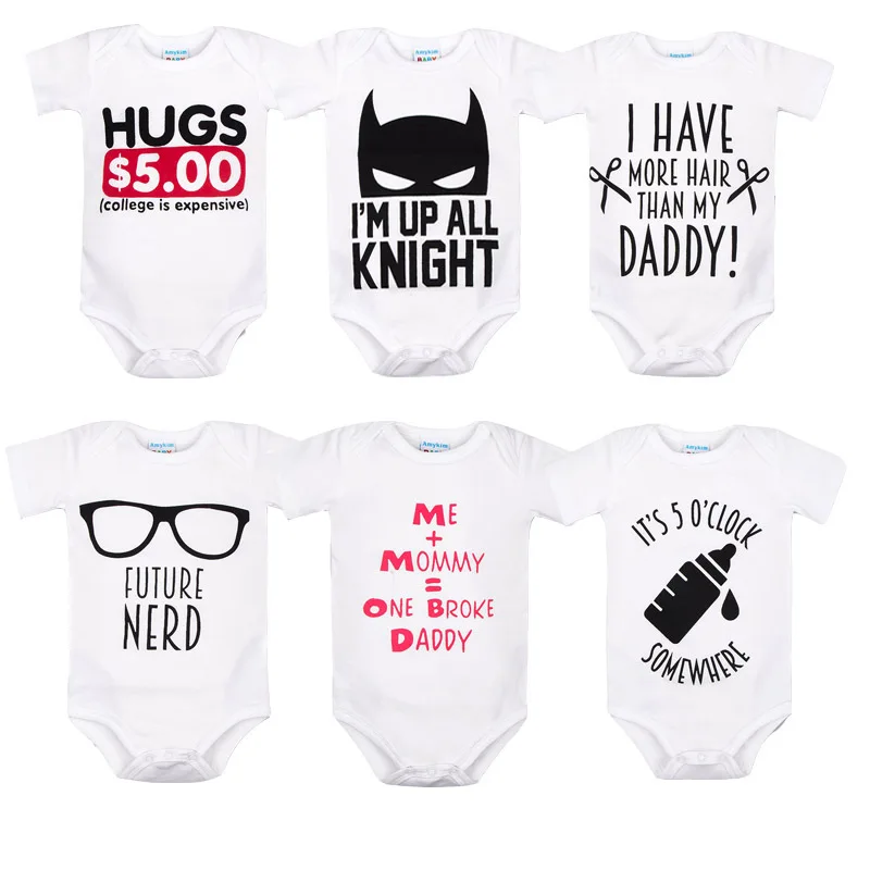 

Newborn Rompers Summer Baby Boy And Girls Printed Short Sleeve Cotton Bodysuit Infant Simple Casual Home Clothes