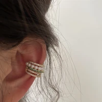 koudoun new fashion luxury pearl zircon c ear clip earrings for woman korean jewelry unusual without pierced earrings 2022