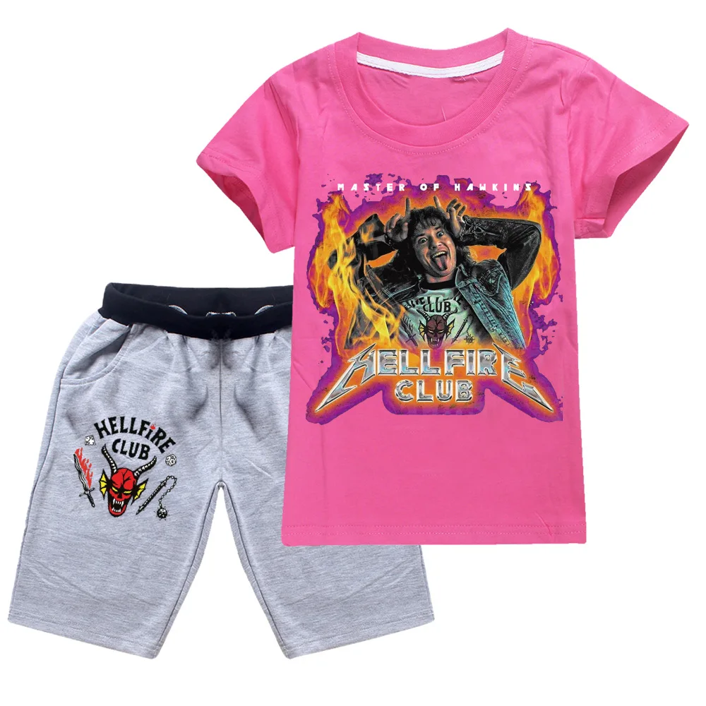 

Stranger Things4 Kids Clothes Cotton Sport Tracksuits Children Sweatshirt T-shirts Suit Cartoon Set Teenager Boys Girls Clothing