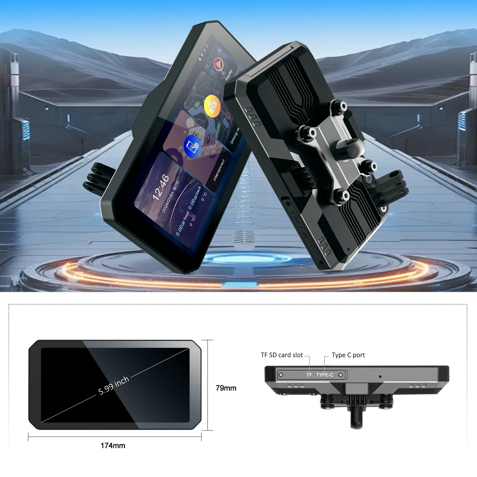 Maxca X6 Pro мотоцикл беспроводной CarPlay Android автонавигатор с двойной камерой рекордер