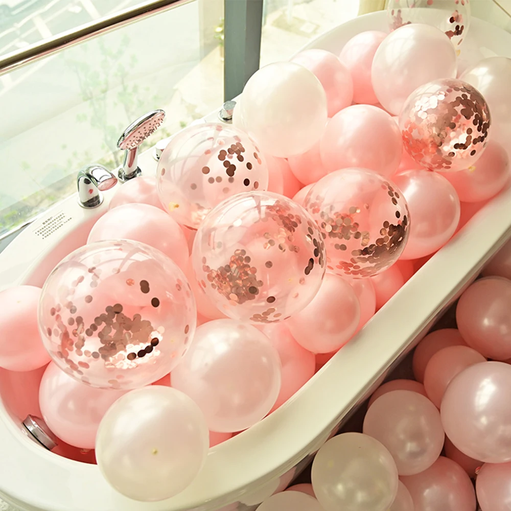 

25pcs 10inch Pink Balloon Confetti Metal Latex Balloons Birthday Party Decorations Baby Shower Wedding Decoration Supplies