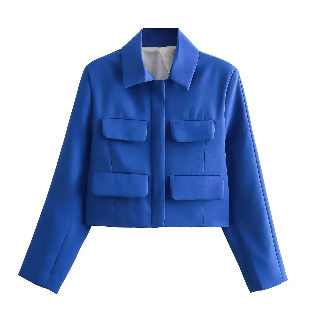 Женская однобортная короткая куртка красная Повседневная офисная с отложным