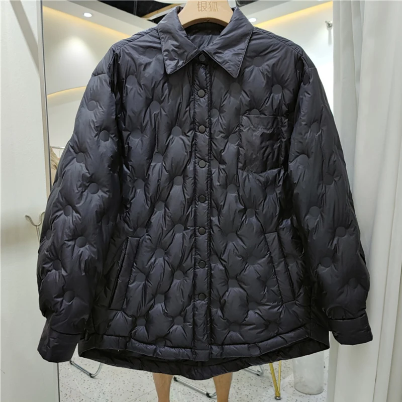 Autumn winter Women Oversized down jacket Ultra Light Turn down collar  shirt Warm 2023 Fashion Streetwear outwear INKEO 2O396