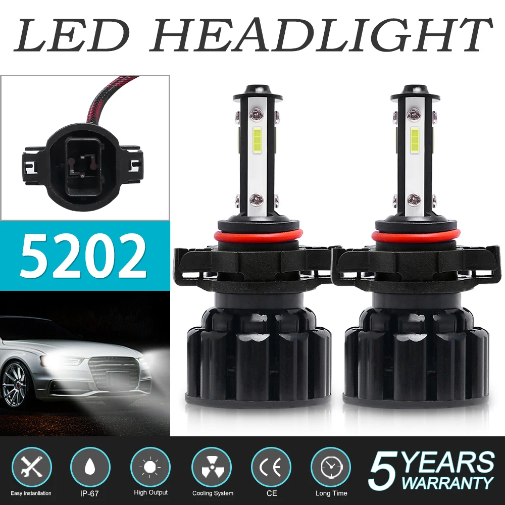

Car Led Headlight 5202 Multifunctional Practical Waterproof Superbright Car Accessories Fog Light 8000lm Universal Car Supplies