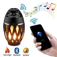 led flame atmosphere lamp light bluetooth speaker portable wireless hd stereo speaker with music bulb outdoor camping woofer